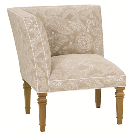 Thompson Corner Chair with Decorative Legs and Tufted Seat Back